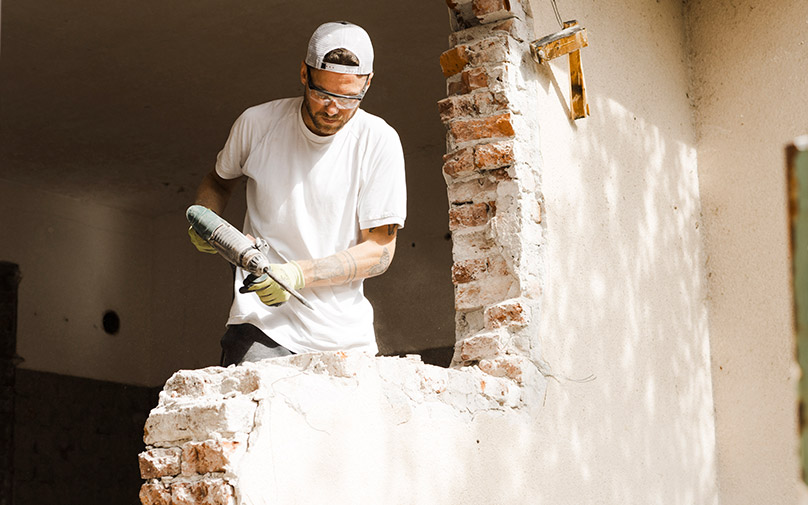 A man working on his home improvement project