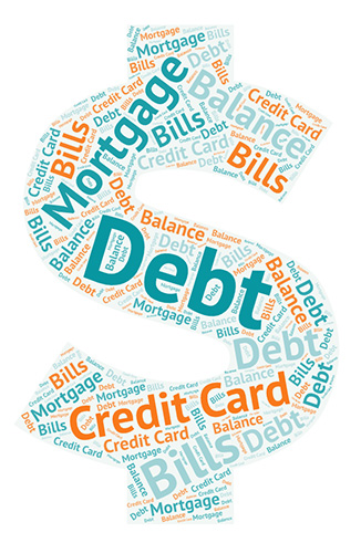 word cloud showing the top words used americans reported was unhealthy debt