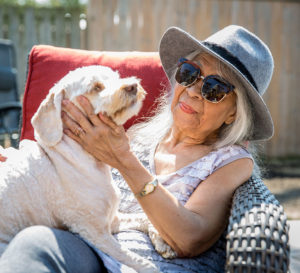 elderly woman with dog