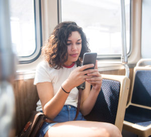 Person using smartphone for banking