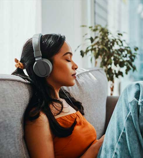 Lady listening to music