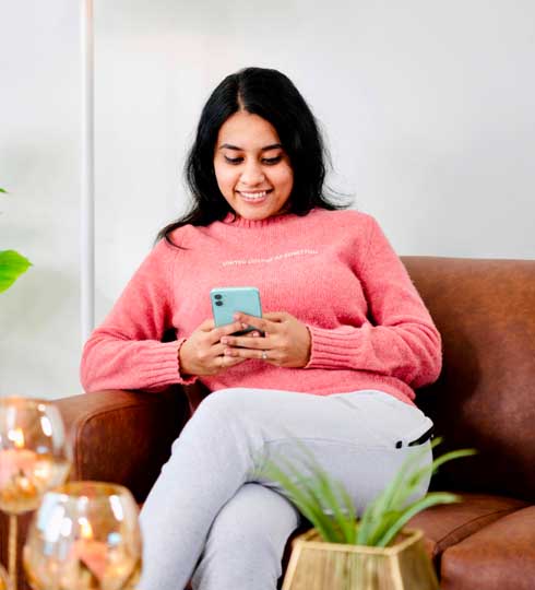 Lady looking at smartphone