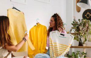 Woman selling clothes for some extra money