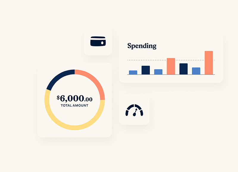 Financial health tools with spending charts