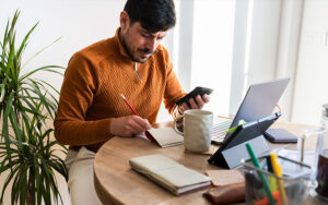 A man determining his net worth