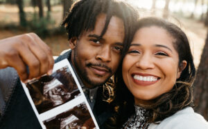 Partners happy and prepared to bring a baby into their life